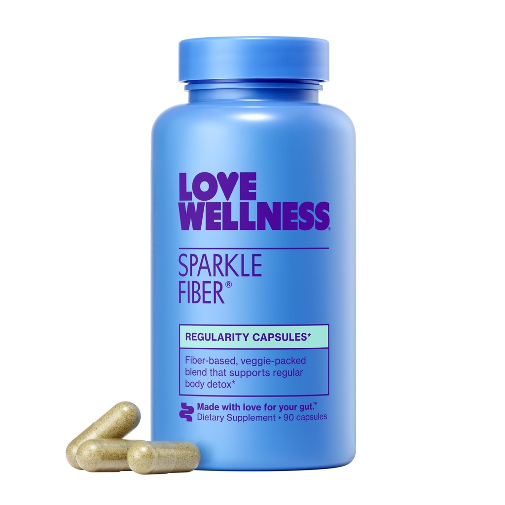 Love Wellness Sparkle Fiber ¦ Fiber Supplement with Digestive Enzymes TEN Greens Superfood Powder " Psyllium Husk Powder ← Promueve la Salud Gut para las Mujeres