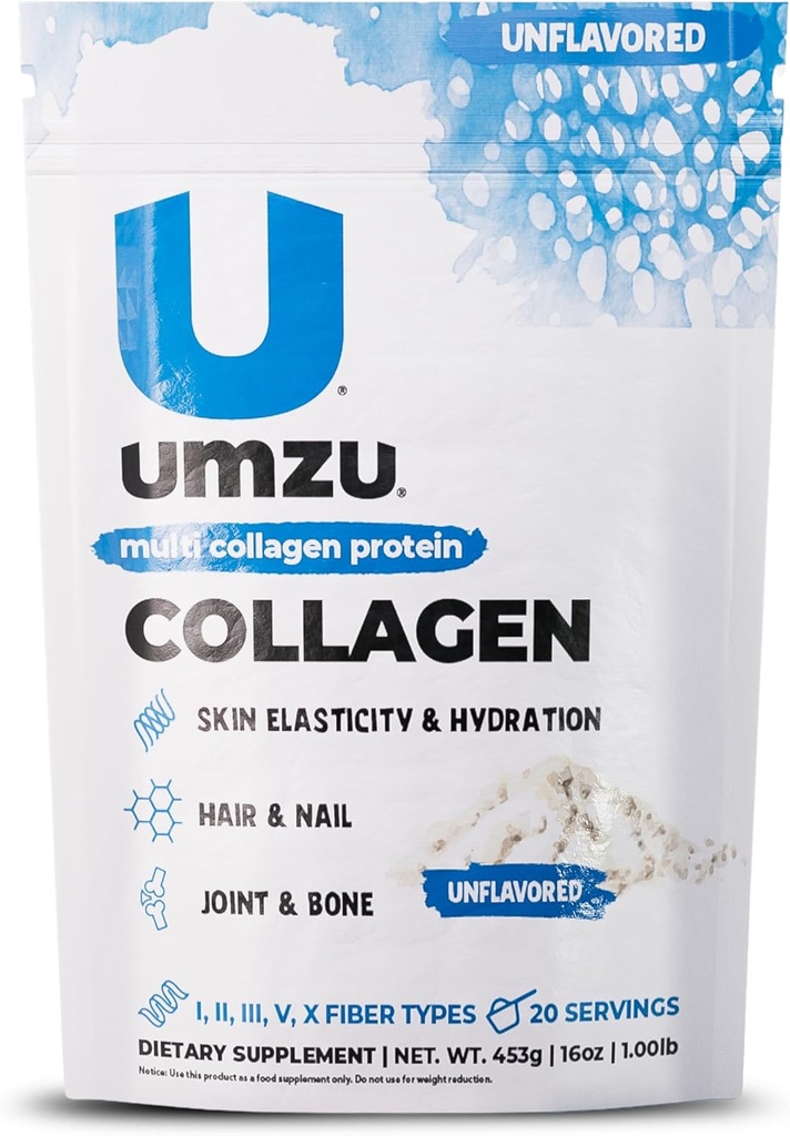 UMZU ZuCollagen Hidrolyzed Protein Powder ← 5 Collagen Peptide Tipos de Peptide saludable, Esquí, uñas, articulaciones " Gut ← Calorie baja, Proteína alta (20g Proteína por Serving Silenciosa)