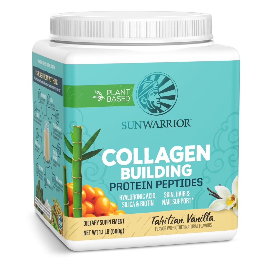Vegan Collagen Protein Powder Planta-basada Ø Hialuronic Acid Minerals Biotin Soy Free Dairy Gluten Free NON-GMO ANTE Vanilla 20 Servings  Collagen Building Peptides by Sunwarrior