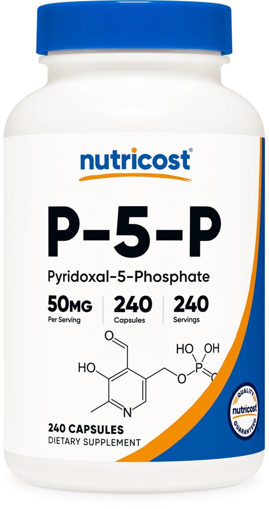 Nutricost P5P Vitamina B6 Suplemento 50mg, 240 cápsulas (Pyridoxal-5-Phosphate) - Vegetariana Amistad, No GMO, Gluten Gratis