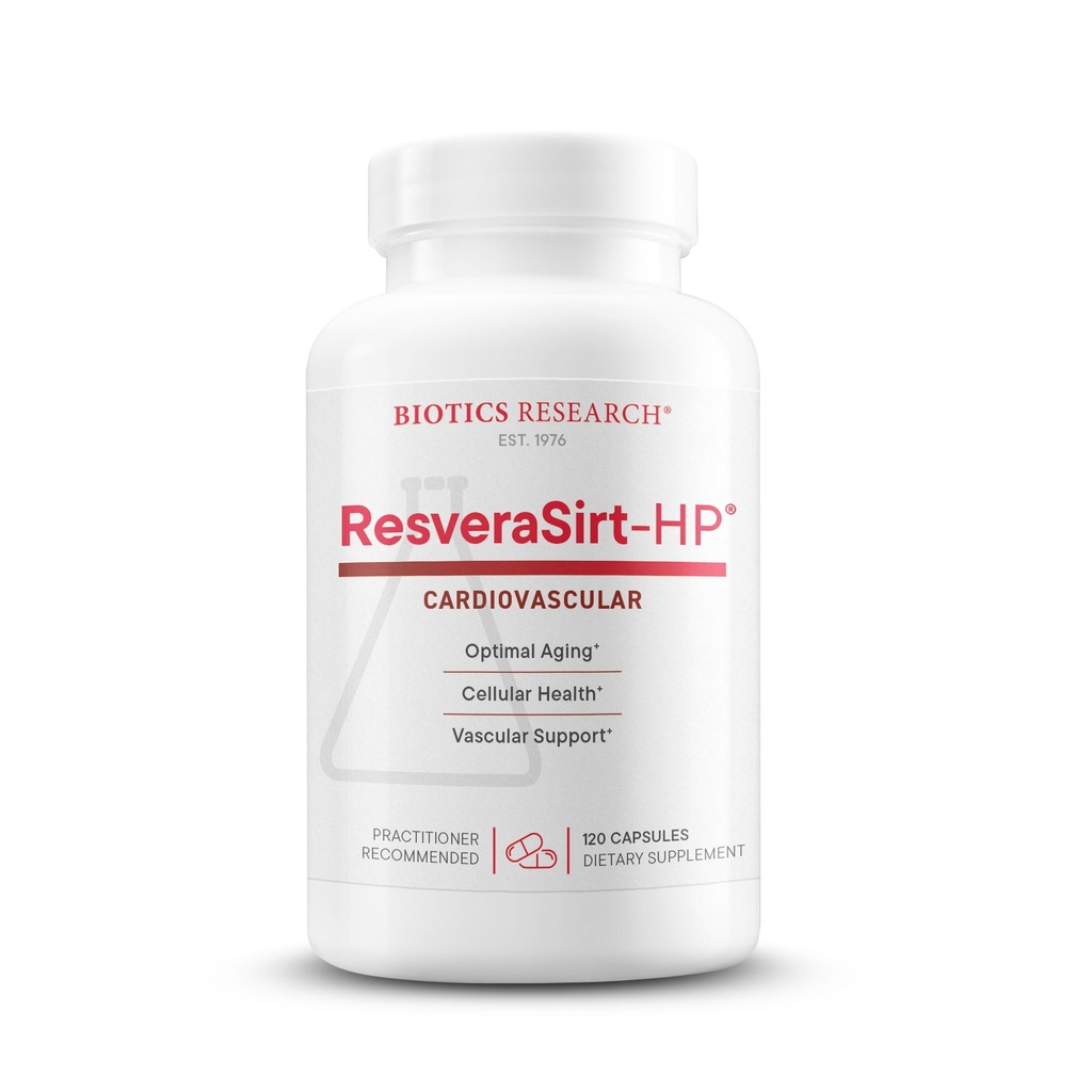 Biotics Research ResveraSirt HP Formulado por el Dr. Mark Houston, Trans Resveratrol, Quercetin, Incrementar la actividad de Sirtuin, Cardiovascular Support, Heart Power, Vascular Support, 120 Capsules
