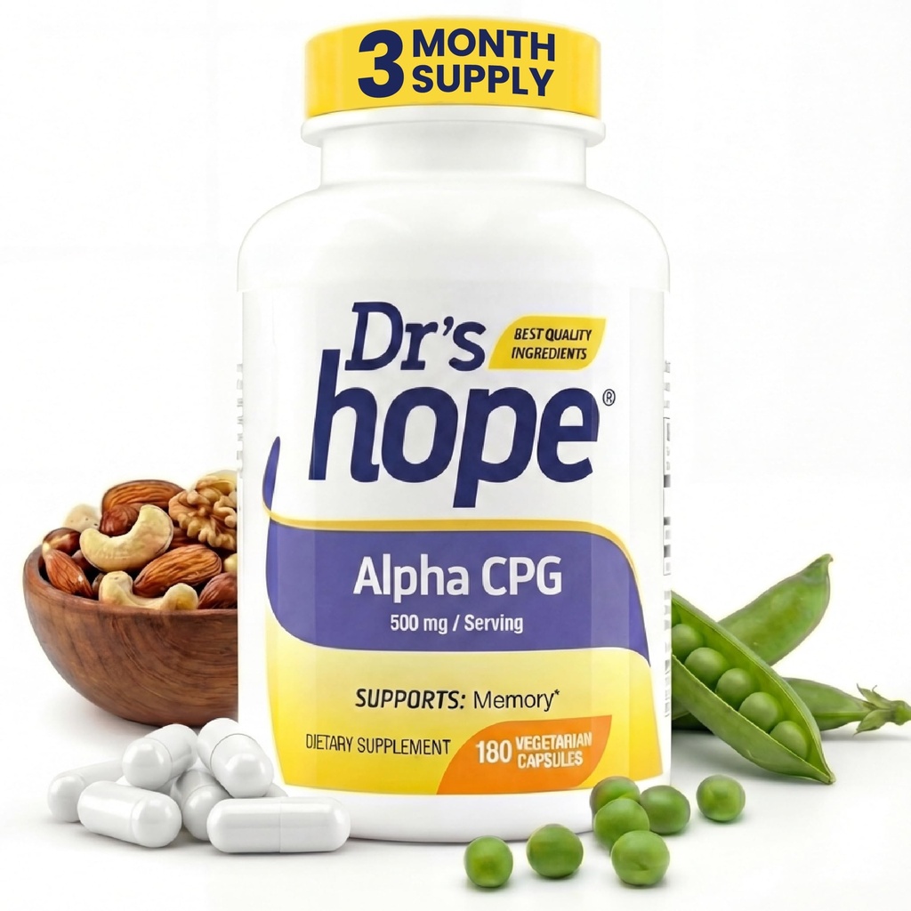 Alfa GPC 500mg, Suplemento Alfa GPC - Apoyos Memoria y función cognitiva - 180 cápsulas vegetales, hechos en los EE.UU.