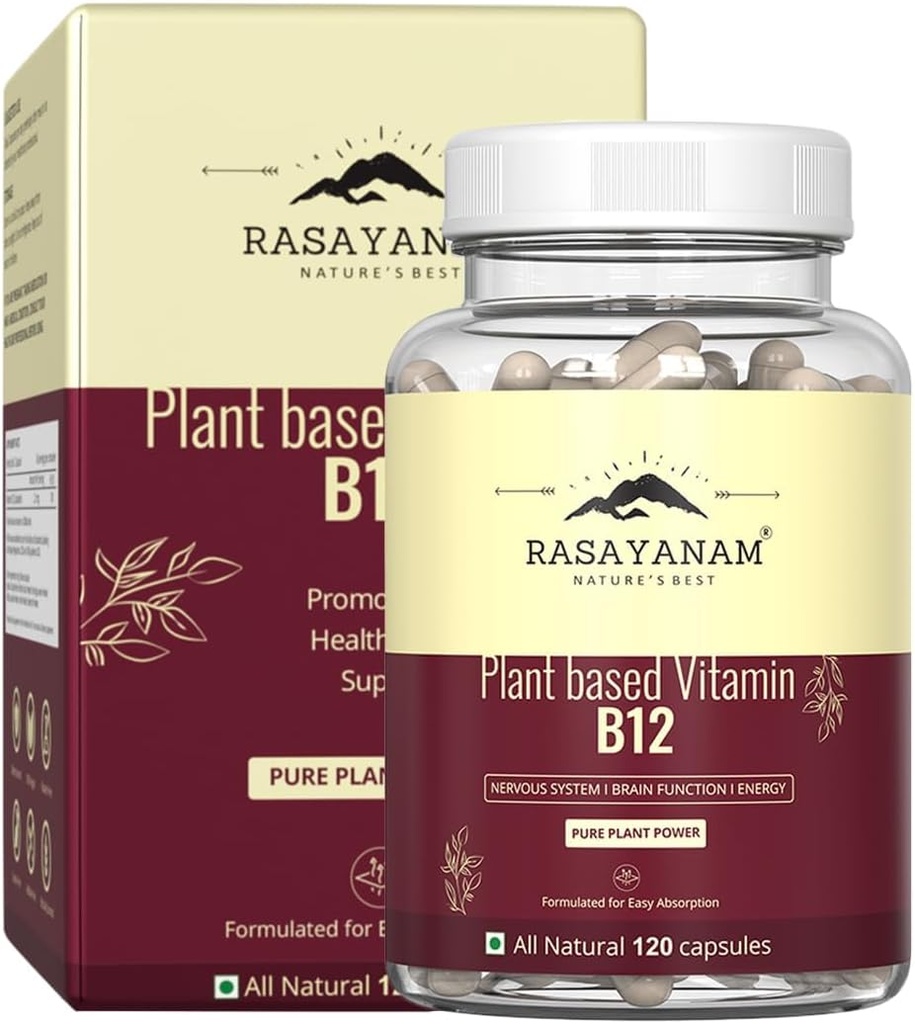 Vitamina B12 Suplemento para Hombres " Mujeres " , Fórmula Orgánica para Vegetarianos " Veganos para apoyar la función cerebral del sistema nervioso " , Caplet