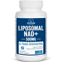 Liposomal NAD + 500 mg + Trans-Resveratrol 300 mg, Absorción Superior Verdadera Suplemento NAD Eficiente para el Metabolismo de Energía Celular & ADN Reparación, 60 Softgels