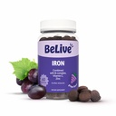 BeLive Iron Gummies - Suplemento multivitamínico con vitamina C, A, B & Zinc, apoya el oxígeno de la sangre, suplementos de hierro vegano para mujeres, hombres y niños para el crecimiento y el desarrollo - Grape Flavor  1-Pack