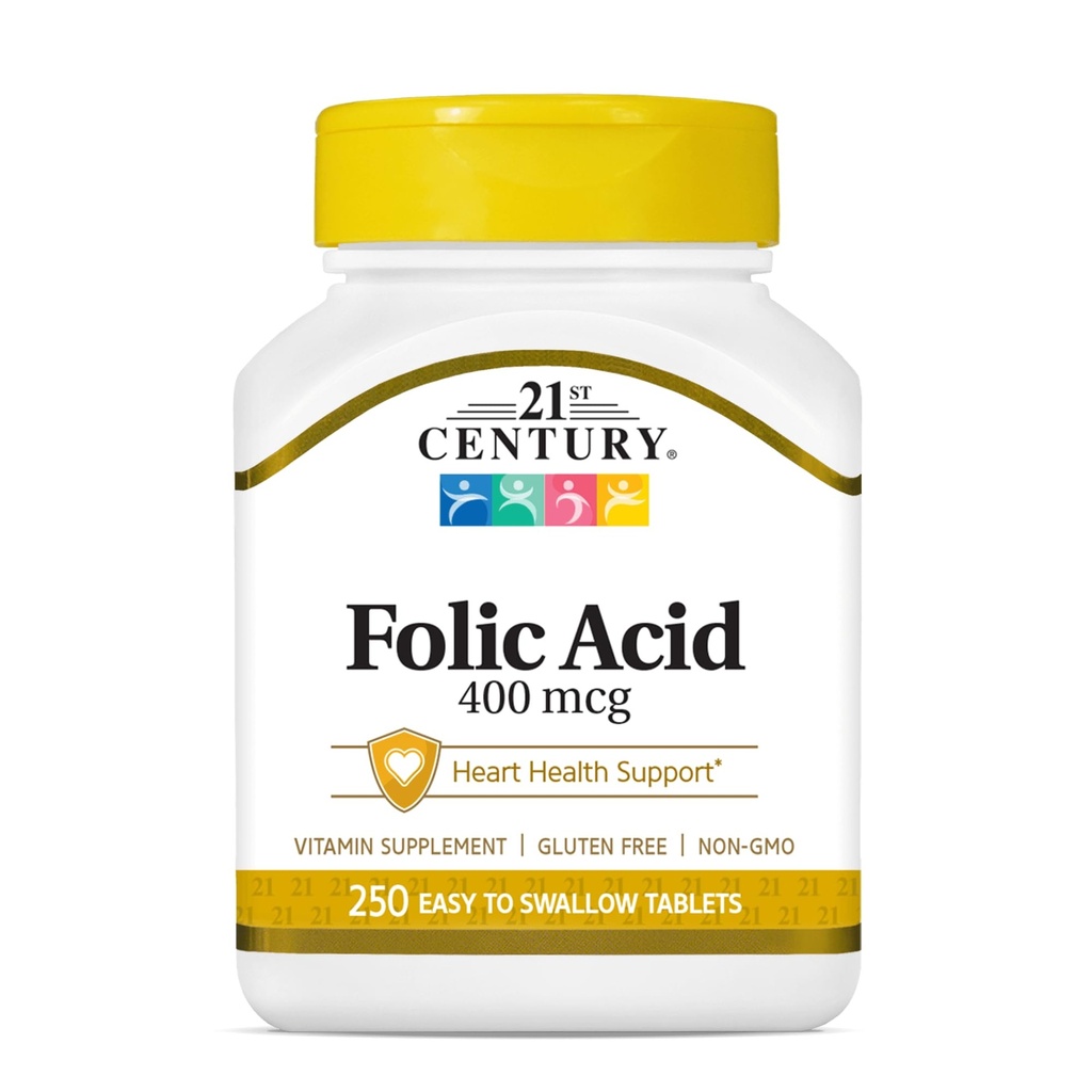 21st Century Folic Acid 400 mcg Tablets, 250 Conde