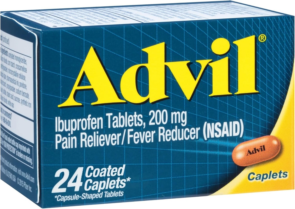 Advil Ibuprofen Coated Caplets Doin Reliever y Fever Reducer 200 Milligram 24Ct