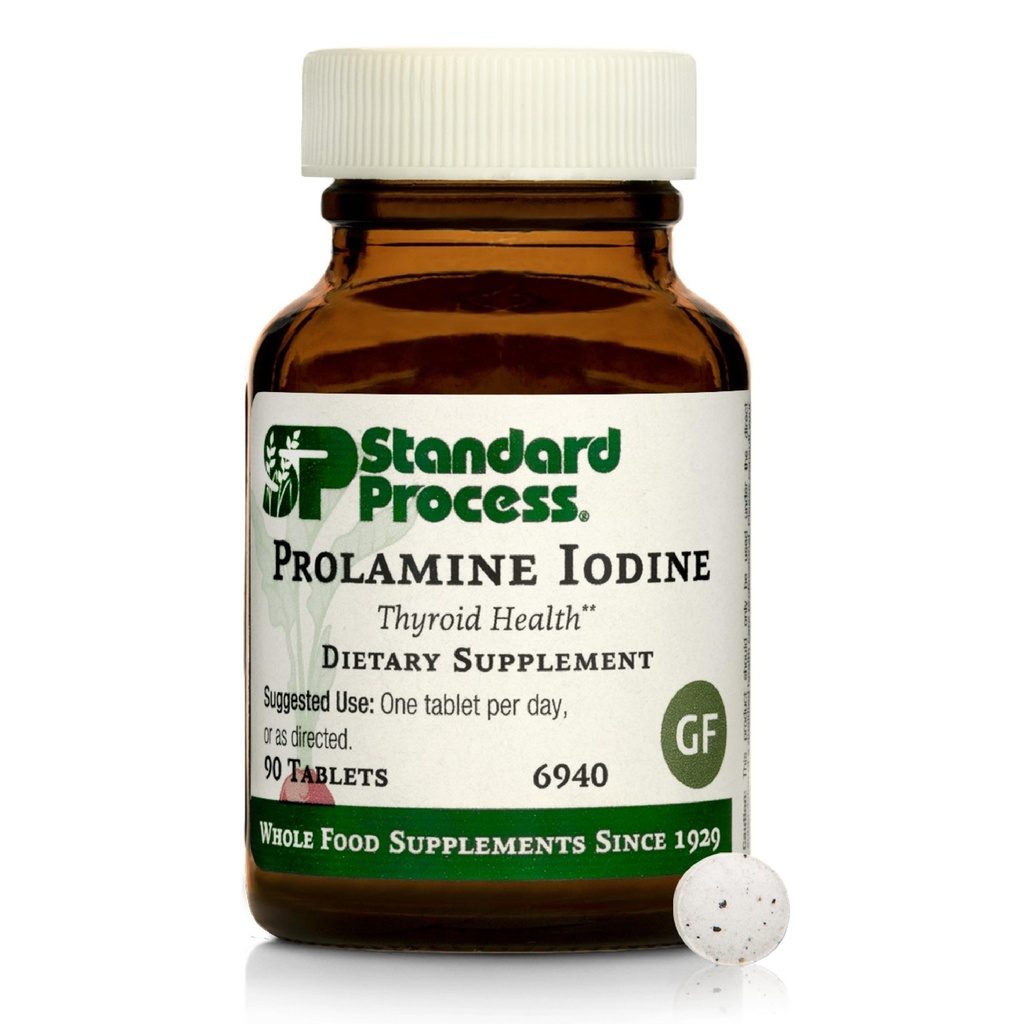 Standard Process Prolamine Iodine - Thyroid Health Supplement - Essential Endocrine Support with Iodine - Gluten-Free, Non-Dairy, " Non-Soy - 90 Tablets (90 Servings)