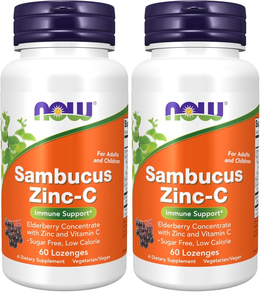AHORA Suplementos, Sambucus Zinc-C con Concentrado de Elderberry y Vitamina C, 60 Lozenges (Pack of 2)