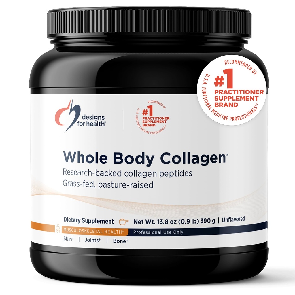 Diseños para la salud de la pólvora de colágeno entero cuerpo - Péptidos de colágeno hidrolizado Pólvora de pólvora para la piel, salud conjunta + bonificación - Fortigel, Fortibone &amp; Verisol Collagen para hombres de mujeres, desarmados (30 servidos)