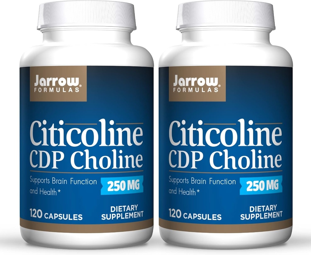Jarrow Formulas Citicoline (CDP Choline) 250 mg - 120 Capsules, Pack of 2 - Apoya Brain Health &amp; Atención Performance - Hasta 240 Total Servings