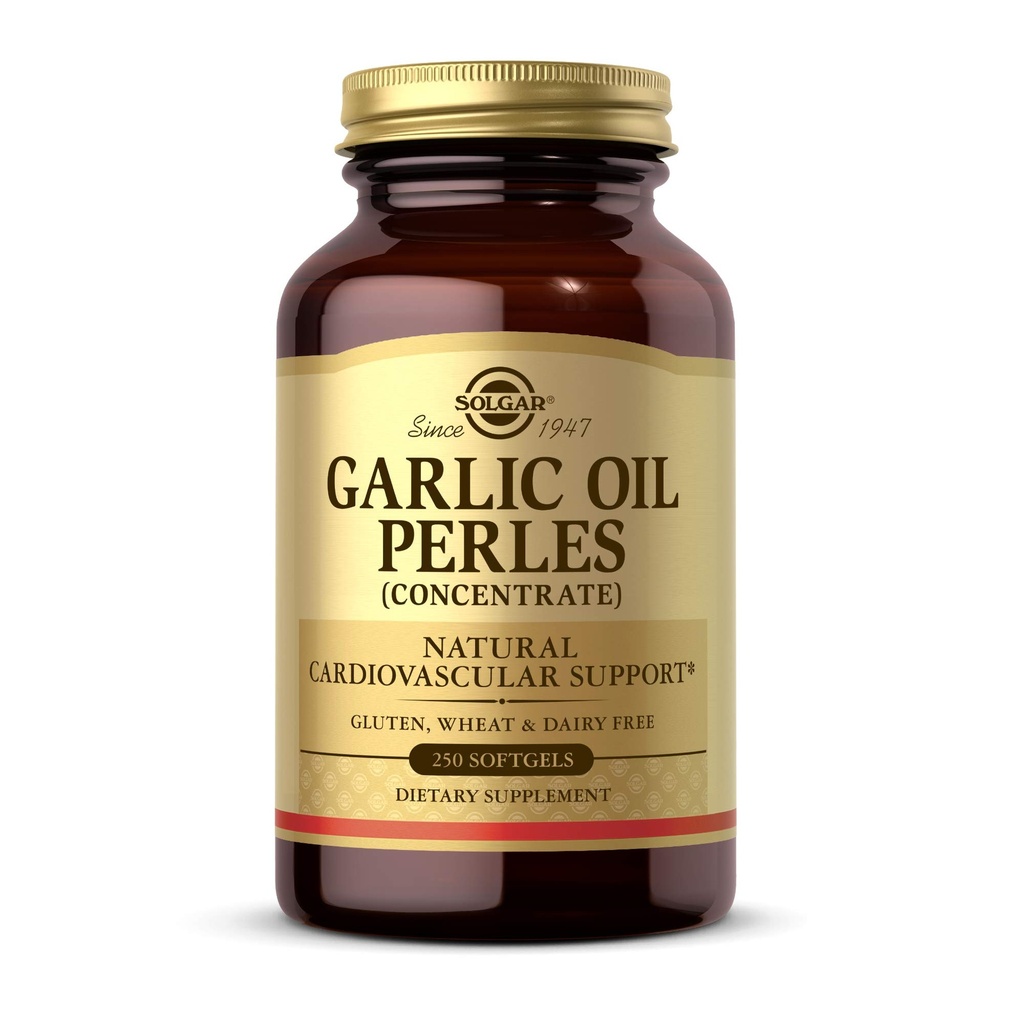 Perlas de aceite de ajo Solgar, 250 Softgels - Soporte Cardiovascular Natural - Concentrado de aceite de ajo, Odor reducido - Gluten Gratis, Dairy Gratis - 250 Servimientos