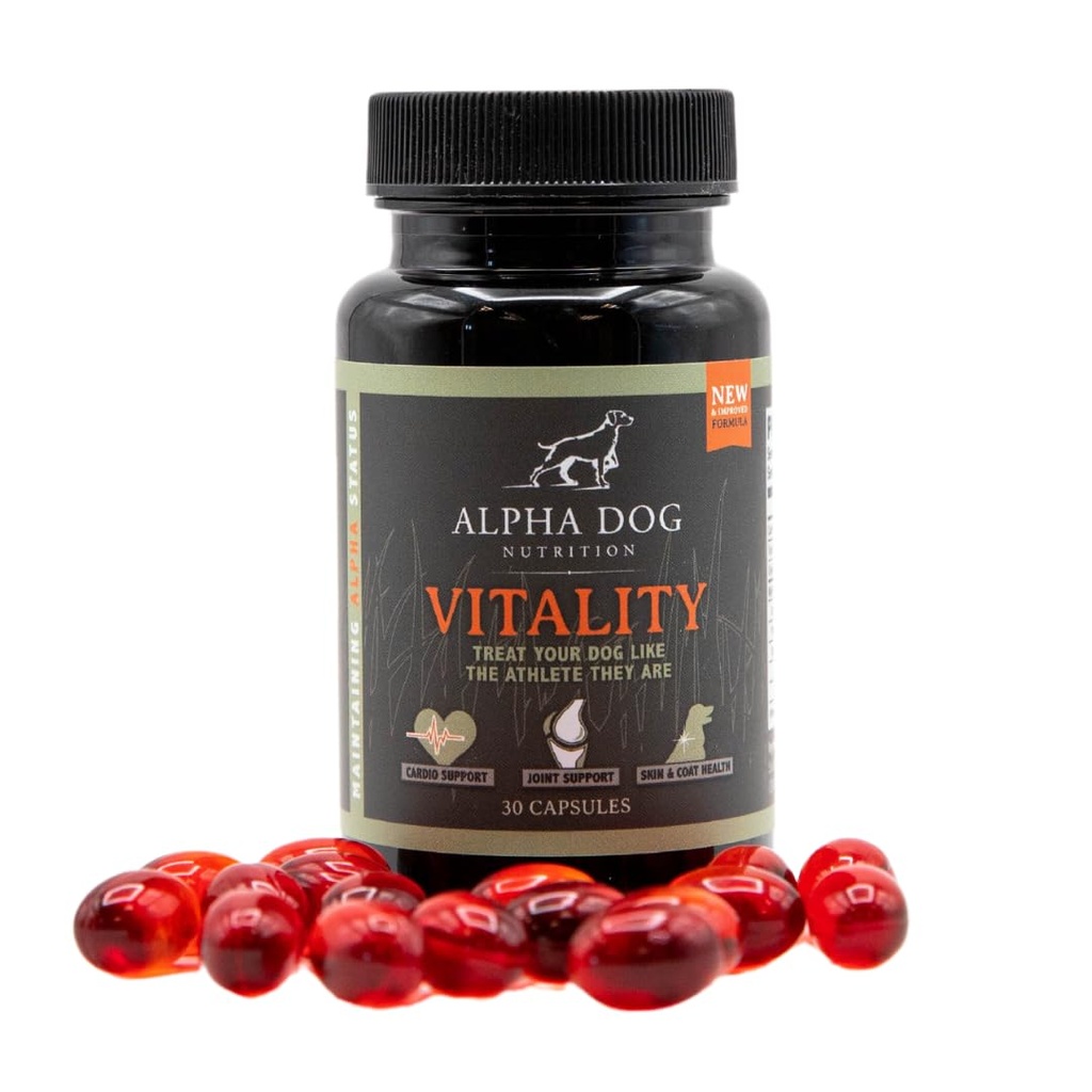 Aceite de Krill para perros - Vitality by Alpha Dog Nutrition – Reduce las alergias de perros, Itchiness, " Shedding - Promueve la habilidad saludable y la carne