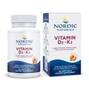 Naturales nórdicos Vitamina D3 + K2, Sabor de naranja - 60 Gels suaves - Soporte sinérgico para huesos, función inmune &amp; equilibrio de calcio - No GMO - 60 Servimientos