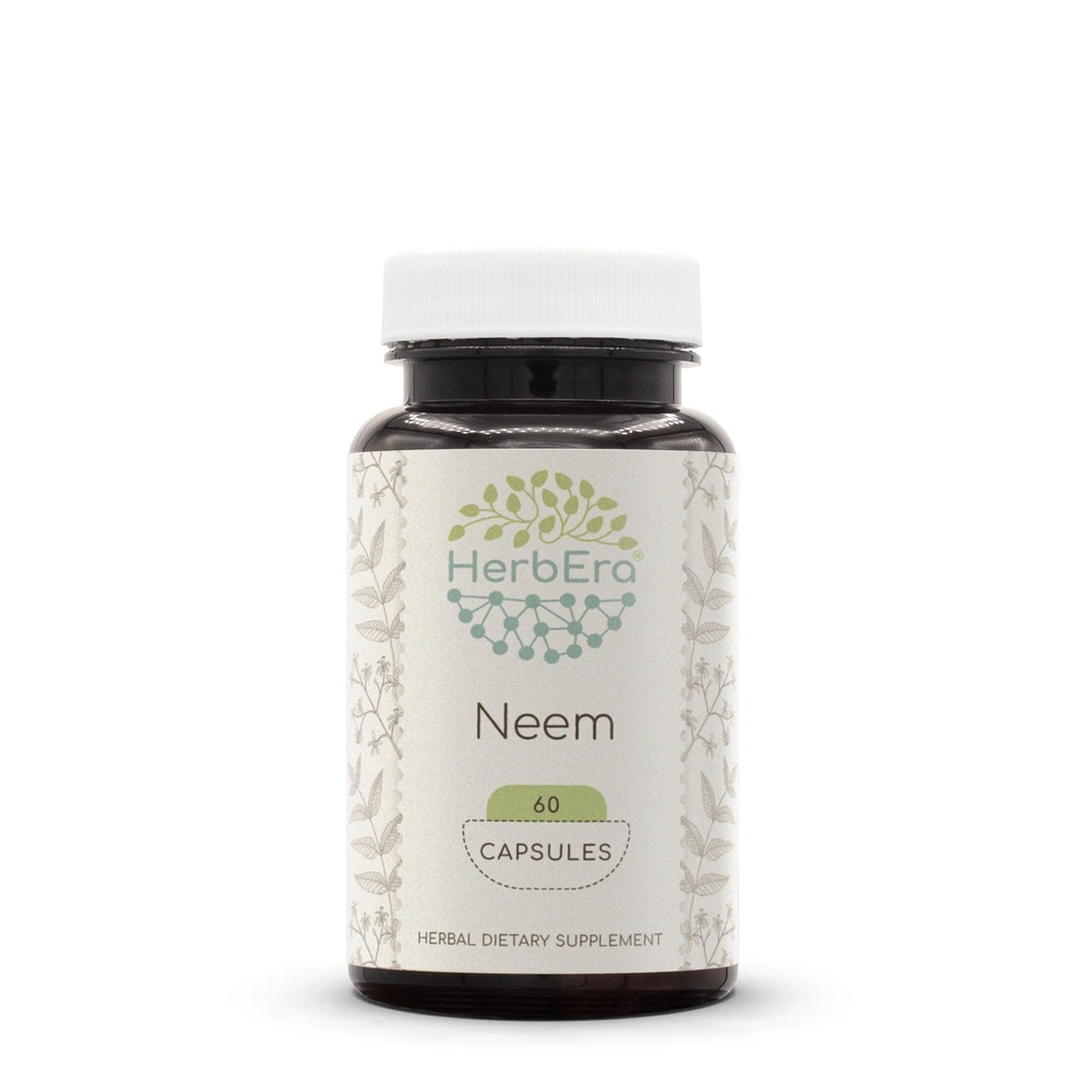 HerbEra Neem 60 cápsulas, 500 mg, Neem (Azadirachta Indica) Hoja seca (60 cápsulas)