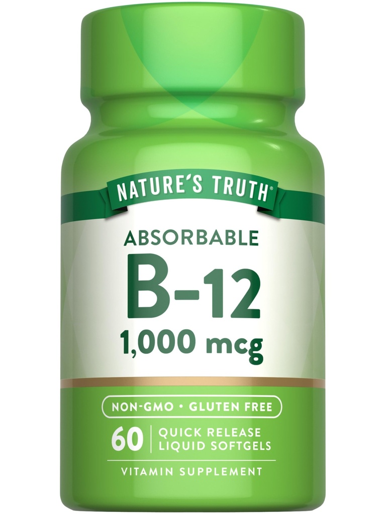 La verdad de la naturaleza Vitamina B12 TENIDO 1000 mcg TEN 60 Softgels