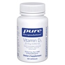 Encapsulaciones puras Vitamina D3 25 mcg (1,000 UI) - Suplemento de Bono de Apoyo, Conjunto, Breast, Corazón, Colon &amp; Immune Health - con Vitamina Premium D - 120 cápsulas
