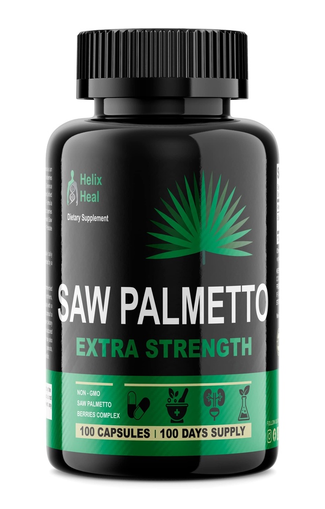 Saw Palmetto para hombres - Suplementos de salud de próstata para hombres salud urinaria - Natural DHT Blocker, 500 mg Extra Strength Hair Regrowth Tratamientos - 100 cápsulas 3 meses de suministro