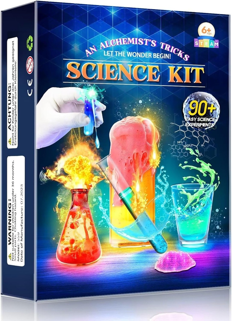 Juegos de Ciencias para niños Edad 4-12, Juguetes Stem con 90 Experimentos de Ciencias, Proyecto Steam Aprendizaje Juguetes Educativos Regalos para Navidad &amp; Cumpleaños, Actividad Química Conjunto para niños mayores de 4 años