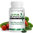 Fuente esencial Bonita V Pelo vegano uñas y vitaminas de la piel para mujeres - 20 ingredientes activos que incluyen biotina - uñas más fuertes, piel sana, crecimiento del cabello - 60 tabletas de verduras EZ-TAB