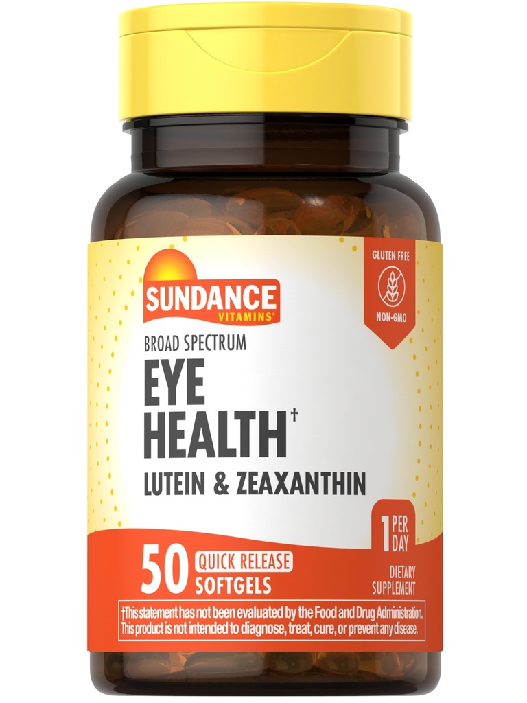 Sundance Lutein y Zeaxanthin Suplemento Silencio 50 Softgels Silencio para la salud de los ojos Silenciosa No GMO y Fórmula Libre Gluten