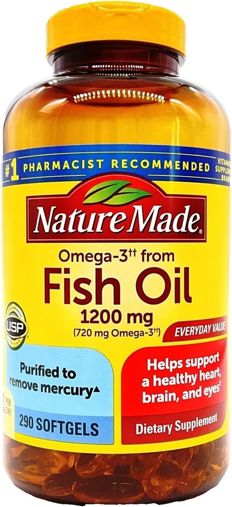 Made Nature Omega-3 de pescado aceite 660 mg EPA + DHA, 290 Softgels