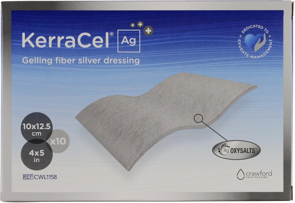 Ag 4" x 5" Gelling Fiber Silver Se viste (CWL1158) - Absorbs and Isolates Wound Drainage and Kills Bacteria, Micro-Contours to Wound Bed, Maintains Healthy Moisture Levels (Box of 10)