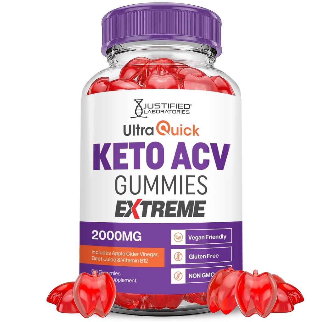 Ultra Quick Keto ACV Gummies Extreme 2000MG Ultraquick Keto Gummies Apple Sider Vinegar Formulado con Pomegranate Beet Juice Powder B12 Vegan Non GMO 60 Gummys