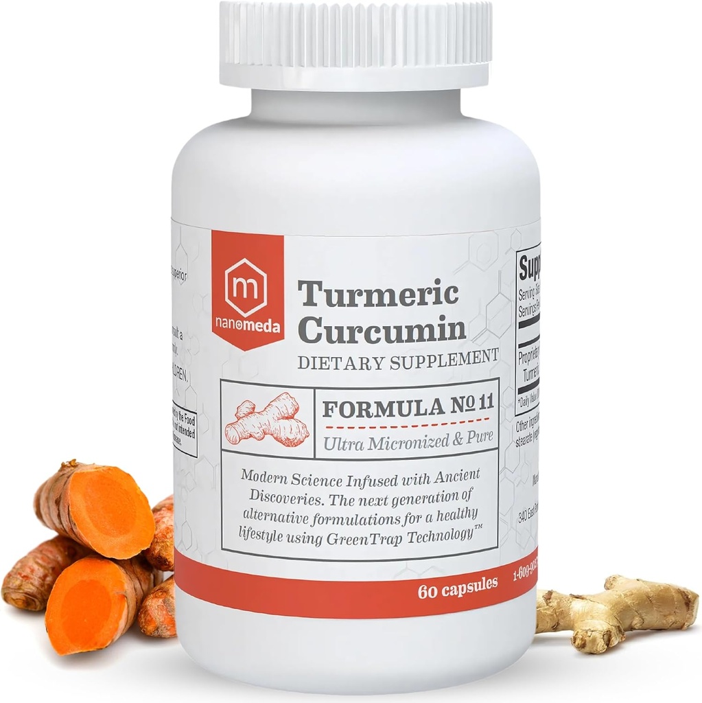 Nano Meda® Turmeric Curcumin with Boswellia TEN 100% Bioavailable, Patented Micronized Turmeric, Enhanced Absorption TEN Joint Support Supplement, 60 Count