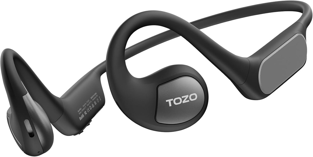 Auriculares de oído abierto actualizados Bluetooth 5.3 Auriculares inalámbricos de conducción de aire Discos deportivos con sonido Premium, 32 EQs a través de APP, Auriculares de reducción de ruido de llamada dual con banda de pelo para ciclismo