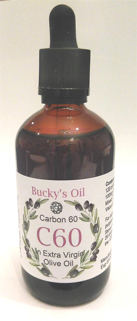 C60 - 120ml Aceite de Oliva Virgen Extra con 100mg Carbon 60 99.95% en solución.
