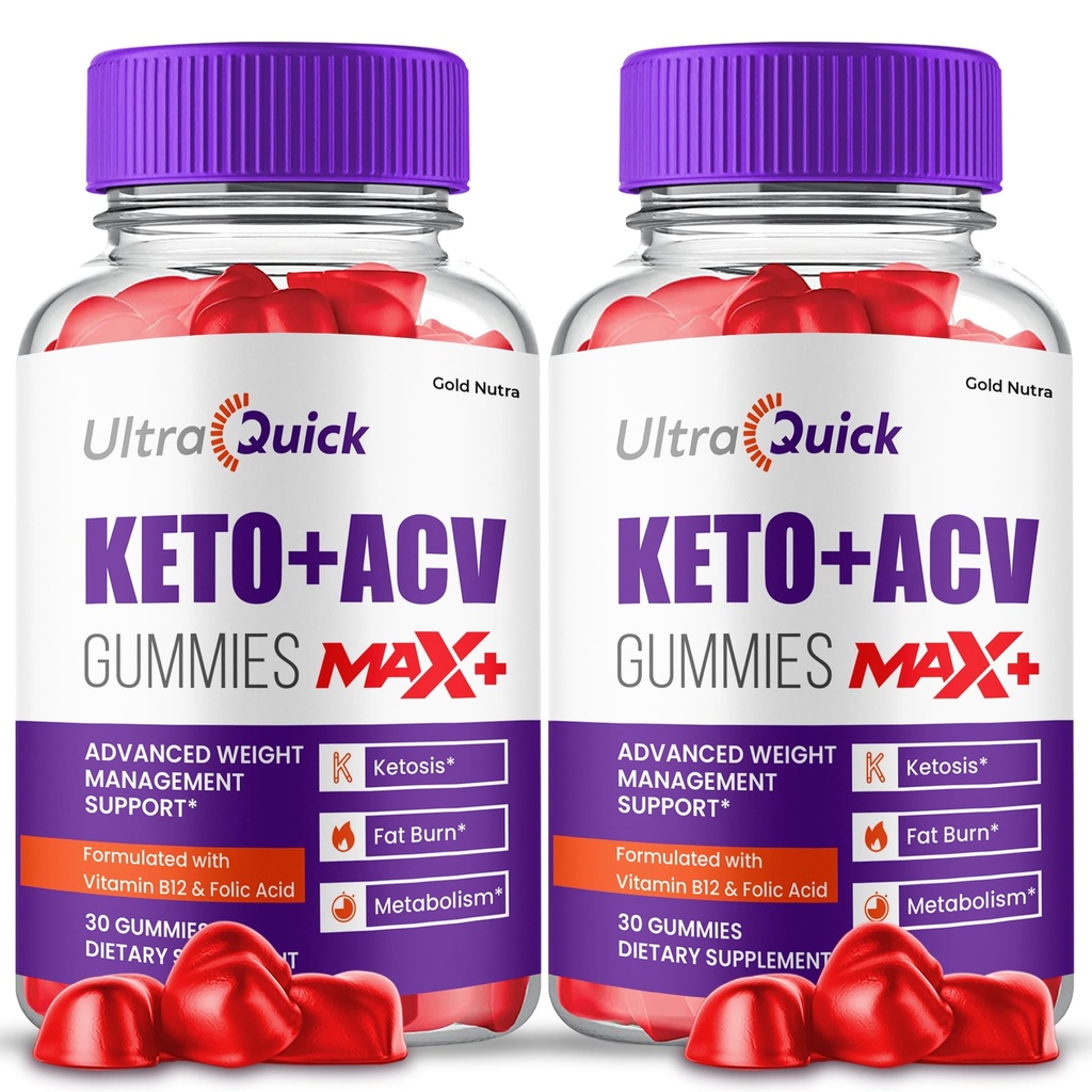 (2 Pack) UltraQuick Max+ ACV Gummies, Potency Superior, Ultra Quick Max+ Gummies, 2X Stronger Apple Cider Vinegar Gummy, 2 Month Supply