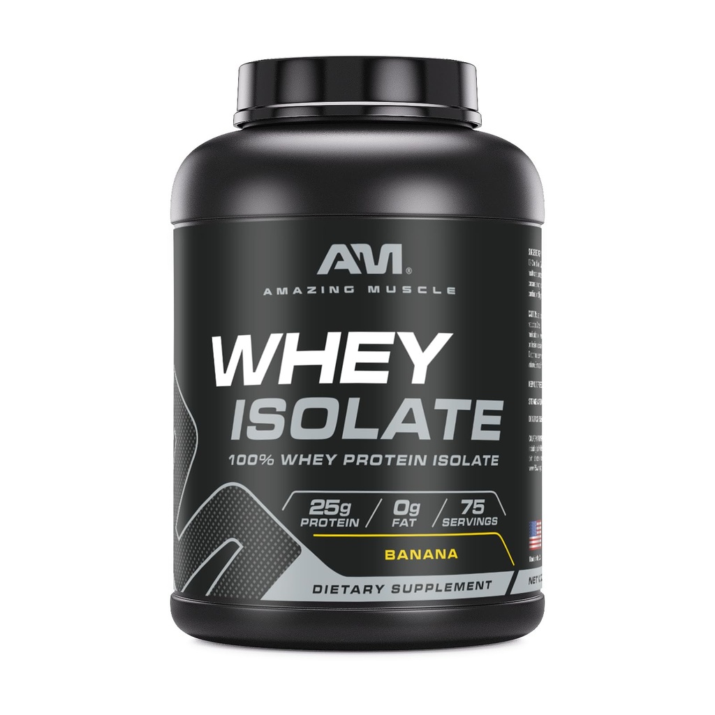 Increíble Muscle Whey Protein Isolate Powder ← 25 Grams Protein Por Serving Silencio 100% Whey Isolate ← Zero Fat ← Made in USA (5 Lb, Banana)