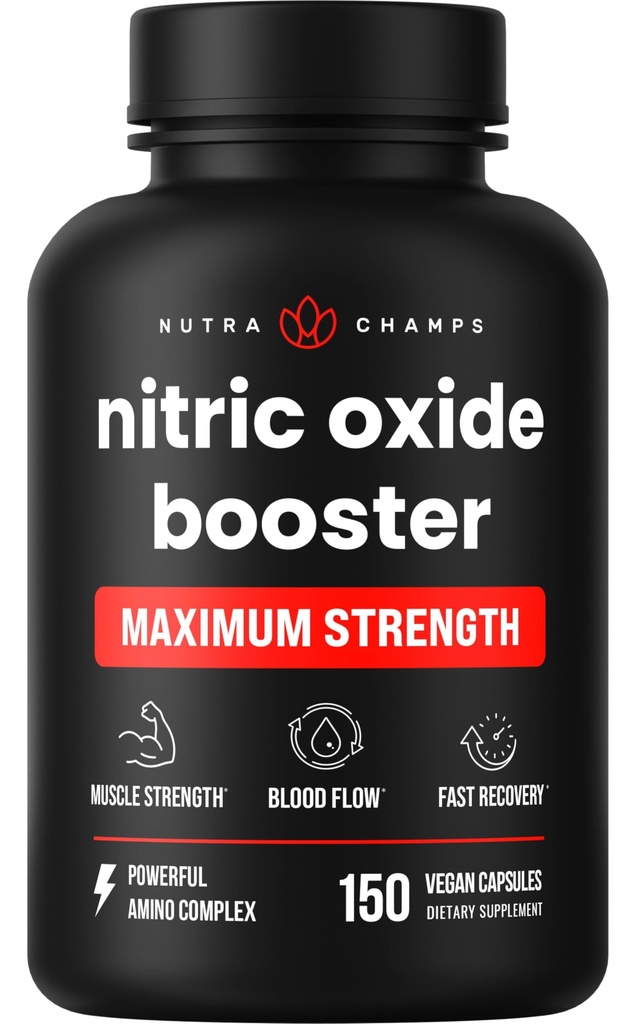 NutraChamps Nitric Oxide Suplemento, L-Arginine, L Citrulline Malate, AAKG, Pine Bark, Grape Seed Extract, Extra Strength Nitric Oxide Booster, Nitric Oxide Pills, Strength, Energy, Blood Flow