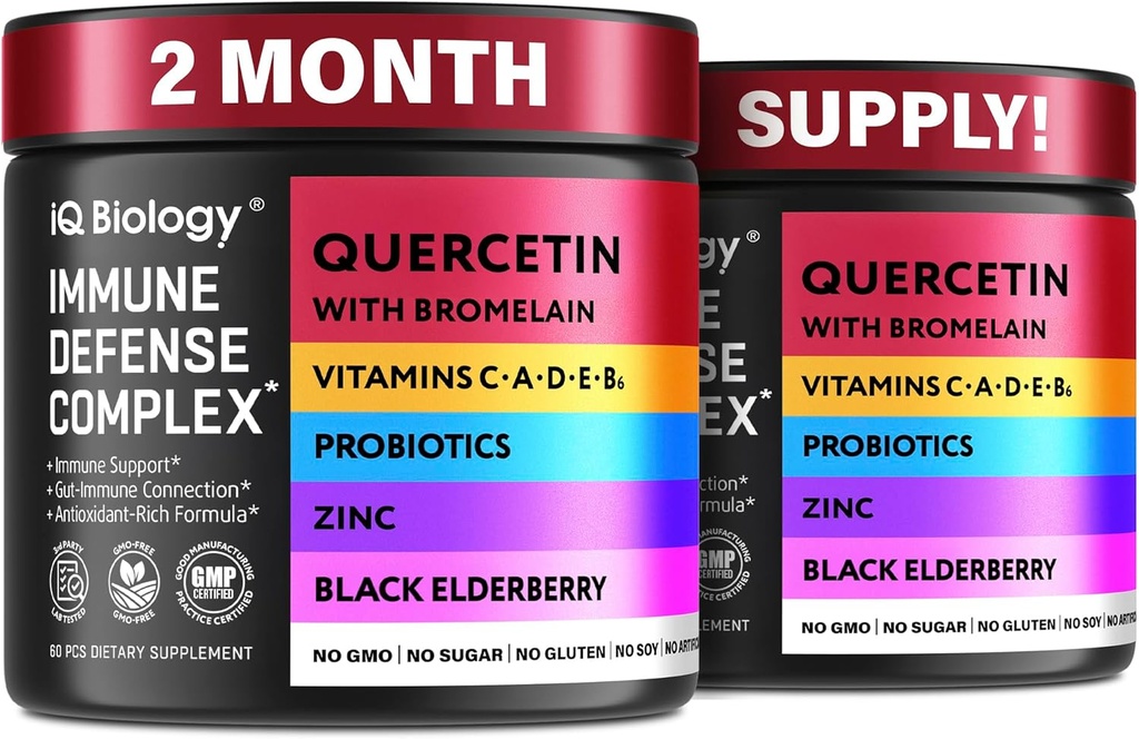 Quercetina con Bromelain - Premium Quercetin Bromelain Capsules para Immune Support* - Bromelain Quercetin Supplement - Non GMO Quercetin - 2 Pack (120 cápsulas)