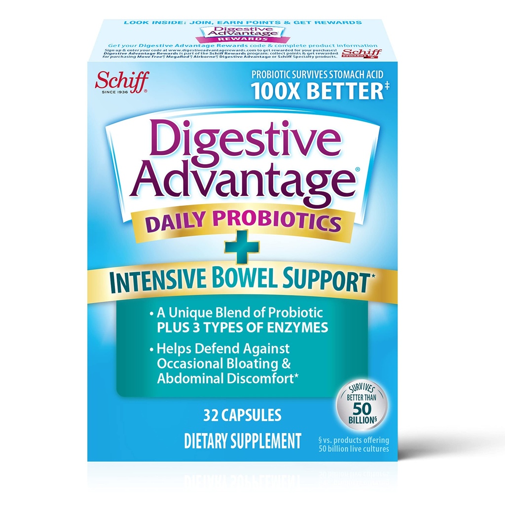 Beneficios Digestivos Probióticos para la Salud Digestiva y Soporte Intensivo del Tazón, Probióticos para Hombres Mujer con Enzimas Digestivas, Apoyo a la Salud Ocasional, Capsules 32ct