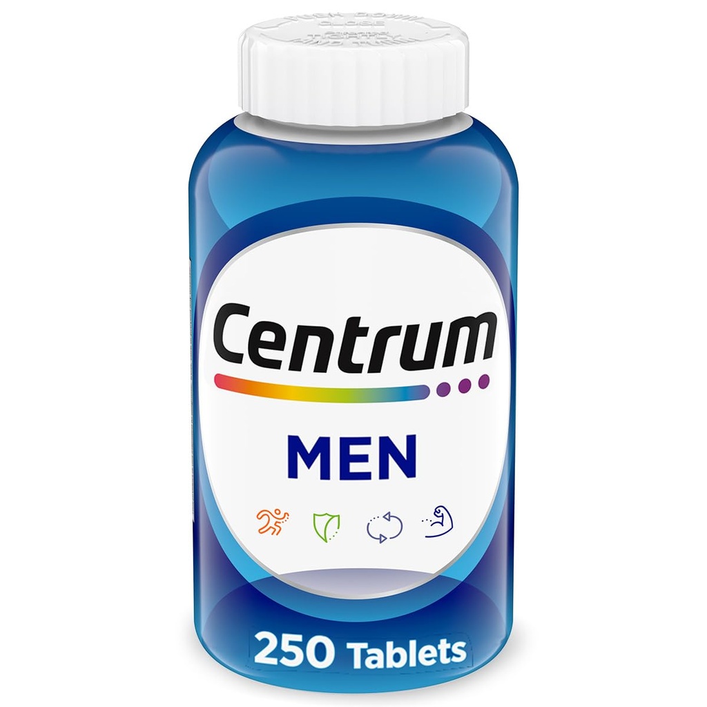 Centrum Multivitamínico para Hombres, Multivitamínico/Multimineral Suplemento con Vitamina D3, B Vitaminas y Antioxidantes, Gluten Free, No GMO Ingredientes - 250 Condes