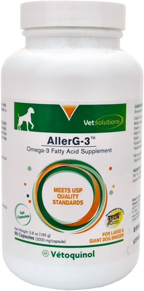 Vetoquinol Care Triglyceride Omega Suplemento para grandes razas gigantes (60 cápsulas)