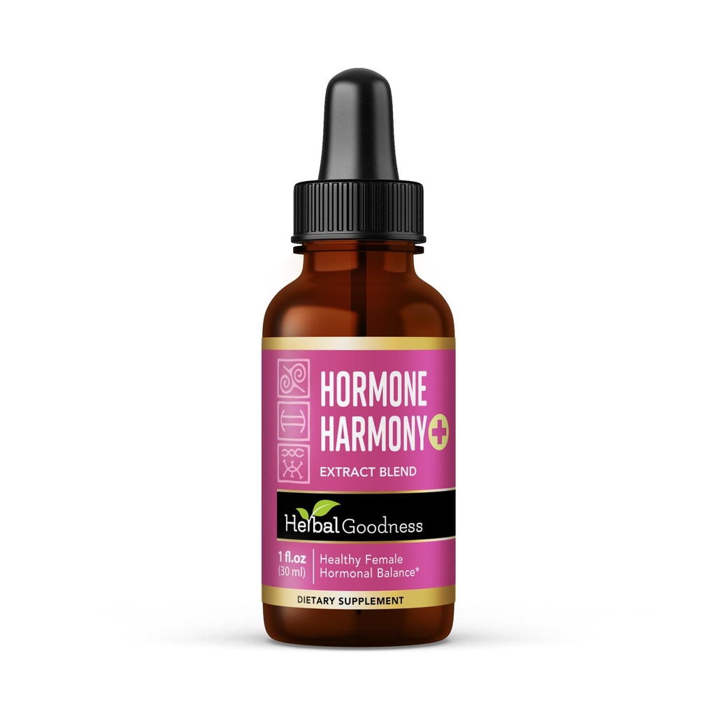 Herbal Goodness Hormone Harmony 1oz – Suplemento de Equilibrio de Hormonas Orgánicas para Mujeres, Enriquecido con Probióticos, Alivio de la menopausia, Apoyo Fertilidad, PMS " Ayuda de lactancia