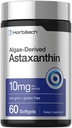 Horbäach Astaxanthin Suplementos Silencio 10mg Silencio 60 Softgels  Algae Derived Fórmula ← Non-GMO, Gluten Free