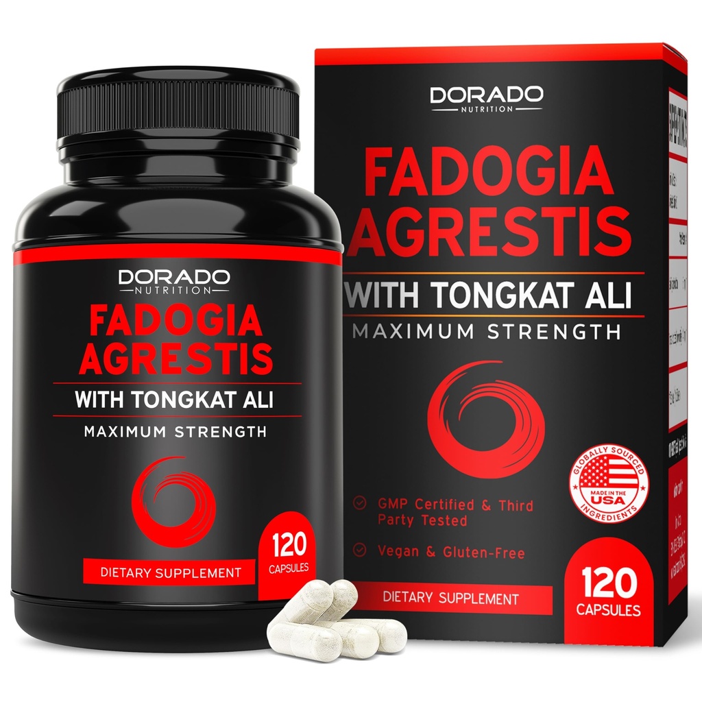 Fadogia Agrestis y Tongkat Ali Suplemento Performance Blend - (120 Capsules) - Fuerza máxima - Conducción, rendimiento deportivo y masa muscular - Gluten Free, Non-GMO, Vegan Capsules - USA Made
