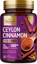 Ceylon Cinnamon Capsules 1800mg - Certified Organic Cinnamon, Bottled in USA, &amp; Pure Extra Strength Ceylon Cinnamon Supplement, Antioxidant Pills, Non-GMO & Gluten Free, Sugar Free - 60 cápsulas