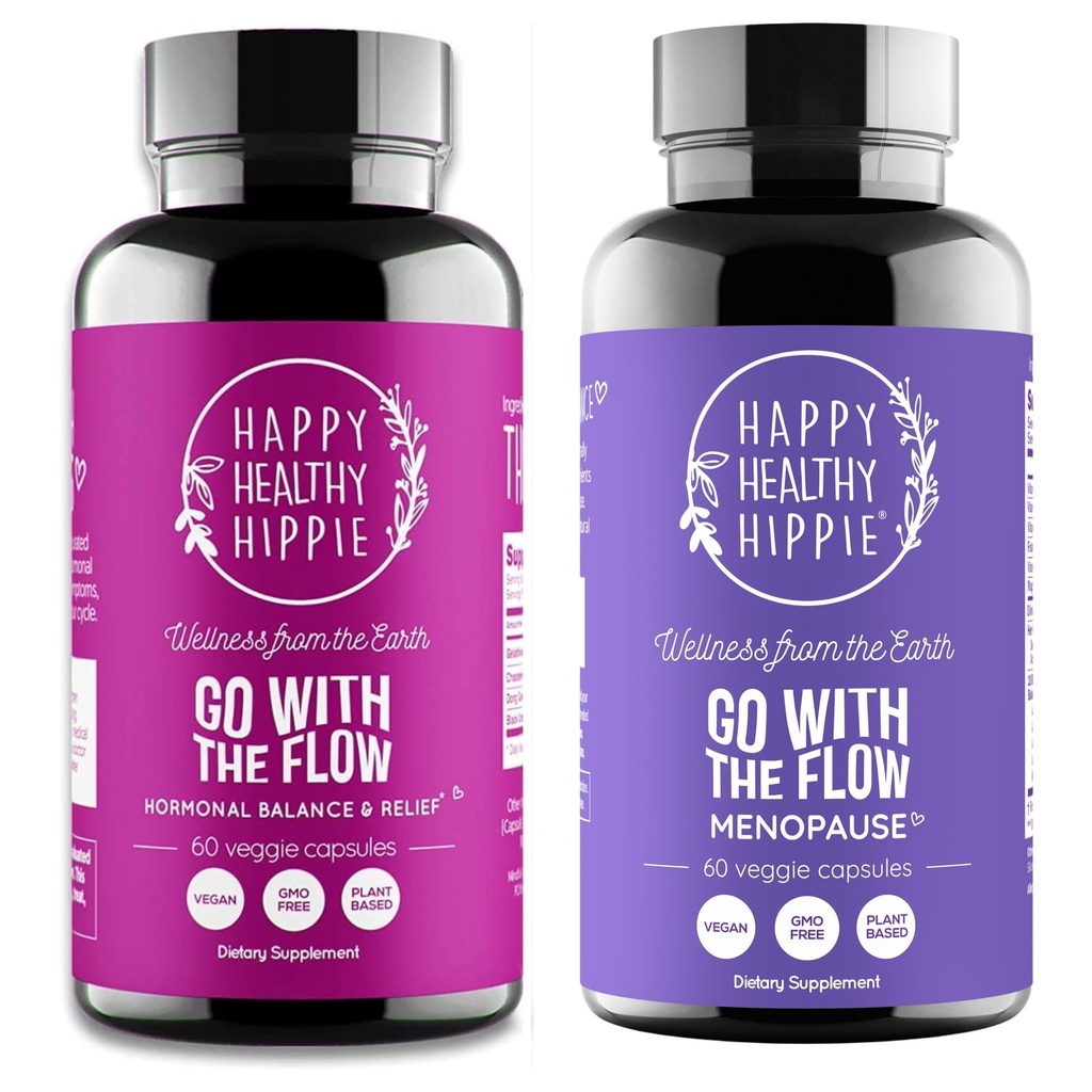 Happy Healthy Hippie Go with The Flow Menopause Support &amp; Go with The Flow Hormone Balance for Women
