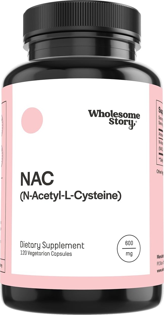 Wholesome Story NAC Suplemento N Acetyl Cysteine 600 mg ← Liver, Lung &amp; Fertility Support ← 120 Capsules  120