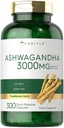 Carlyle Ashwagandha Suplemento para Mujeres y Hombres Silencio 3000mg Silencio 300 cápsulas  Herb Root Extract with Black Pepper ← Non-GMO and Gluten Free