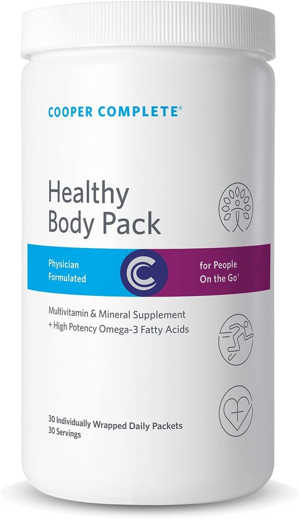 Cooper Complete - paquete corporal saludable - paquete diario de vitaminas con aceite de pescado multivitamina y Omega-3 - 30 días paquete de suministro de 1