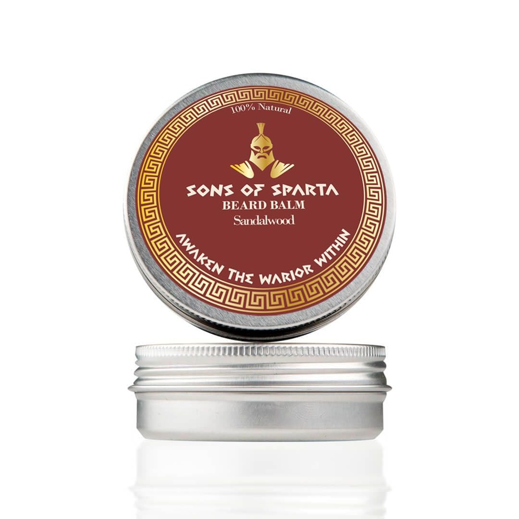 Sons Of Sparta Sandalwood Beard Balm for Men ← All‐Natural Shea & Argan Oil Conditioner, Softener &amp; Styler for Coarse Beard ← 2 oz