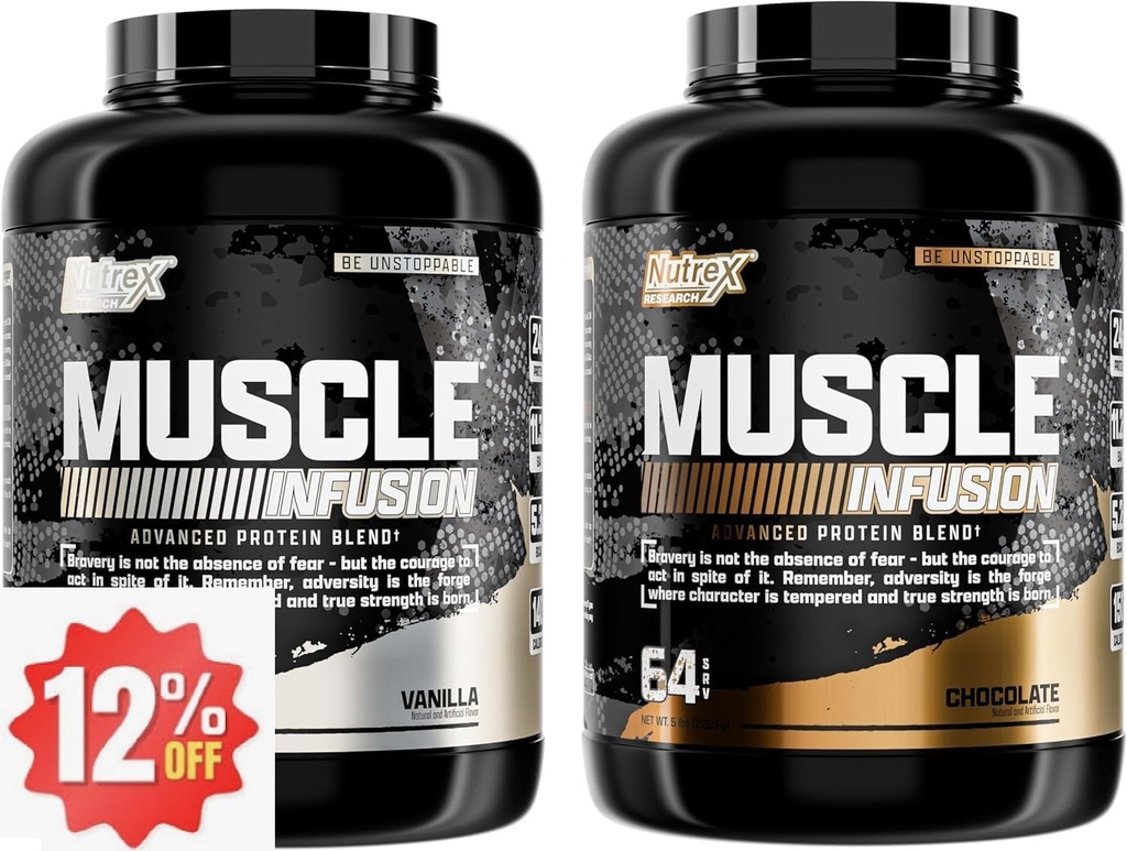 Aglomerado Whey Protein Powder, Vainilla y Chocolate Muscle Infusion Whey Isolate EAA &amp; Hi BCAA for Muscle Gain - 5 libras - Muscle Builder for Men &amp; Women, Sports Nutrition, Delicious Taste & Texture