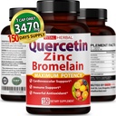 Quercetina de alta pureza Premium 98% con cápsulas de bromelaina para potencia máxima con té verde Ashwagandha - apoya la energía total de la fuerza de salud - 150 días de suministro