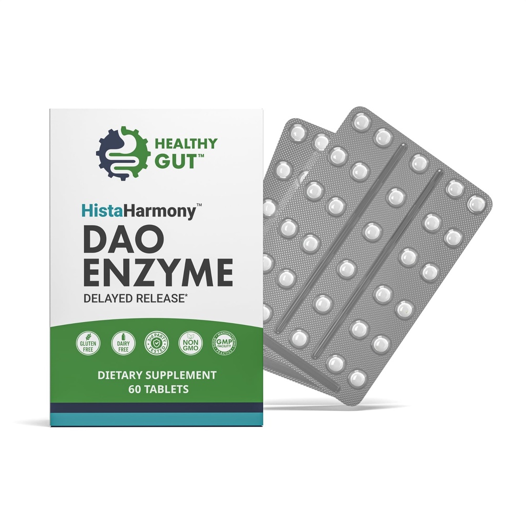 Saludable Gut HistaHarmony ¦ Delayed Release DAO Enzyme Supplement TEN 30,000 HDU Diamine Oxidase Histamine Blocker ANTE 60 Servings